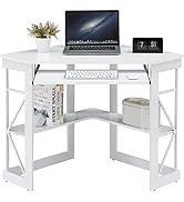 Amazon.co.jp: VECELO コーナーデスク ラック付き(A4対応) コンパクト